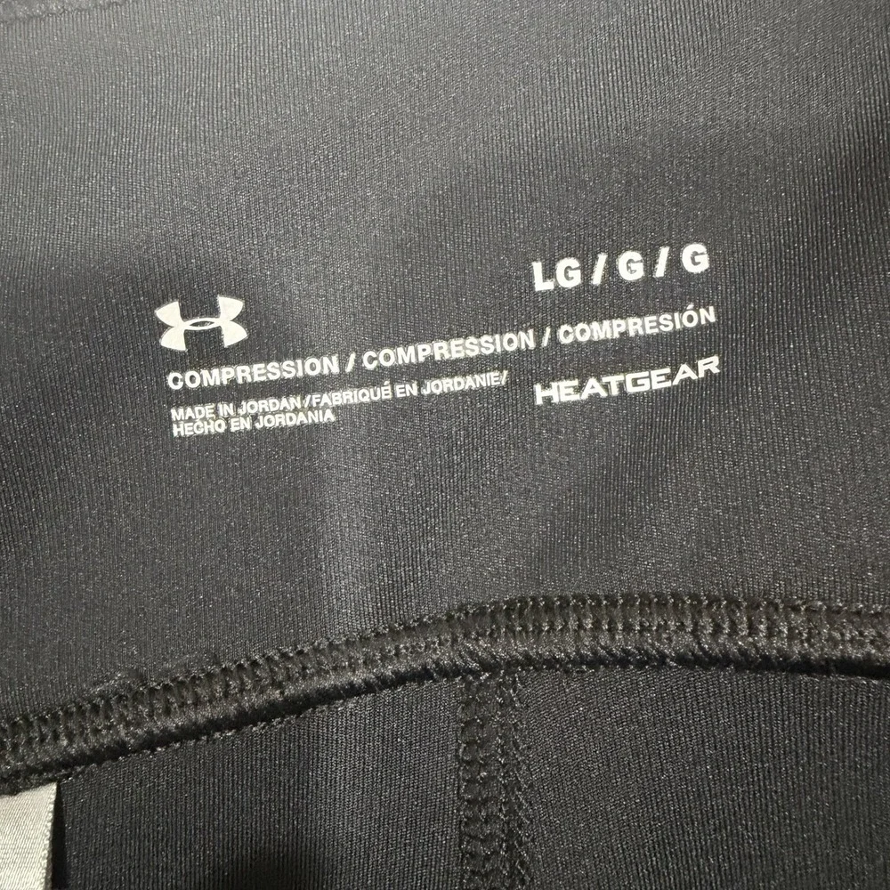 Under Armour Running Leggings Compression Reflective Lines Black L Heatgear Gym